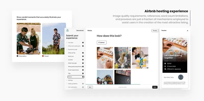 Capturas de tela do web app do Airbnb