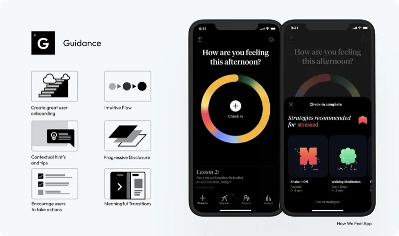 Orientação: capturas de tela do app How We Feel