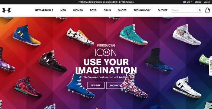 Exemplo de site com botões-fantasma (ghost buttons).