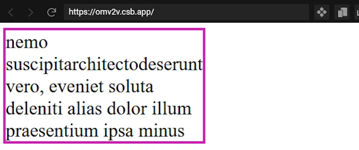 div com largura igual a min-content, demonstrando tamanho intrínseco.