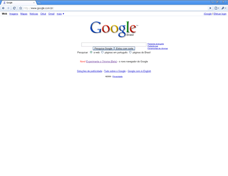 Google Chrome com a página do Google aberta.