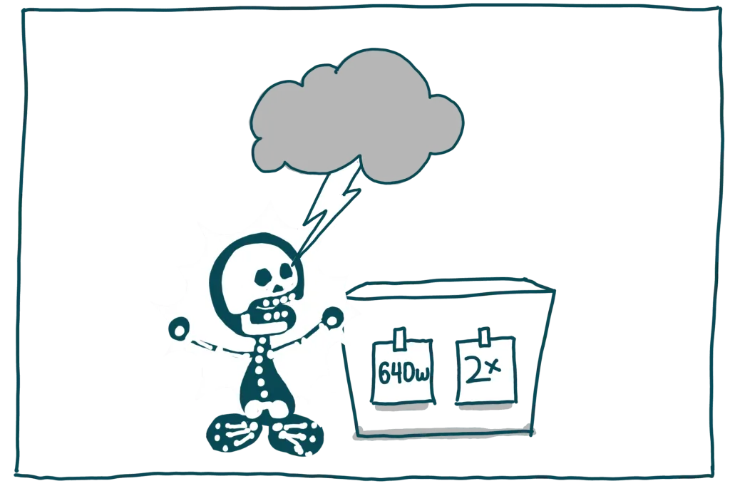 Imagens responsivas com srcset e sizes: relâmpago