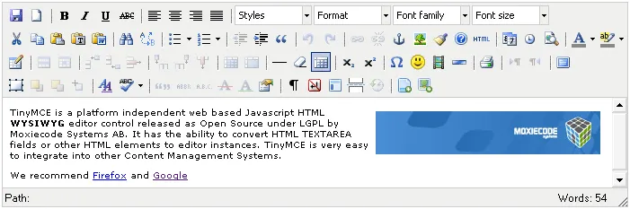 Melhores editores WYSIWYG: TinyMCE
