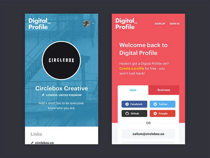 Exemplo de telas da Circlebox Preview