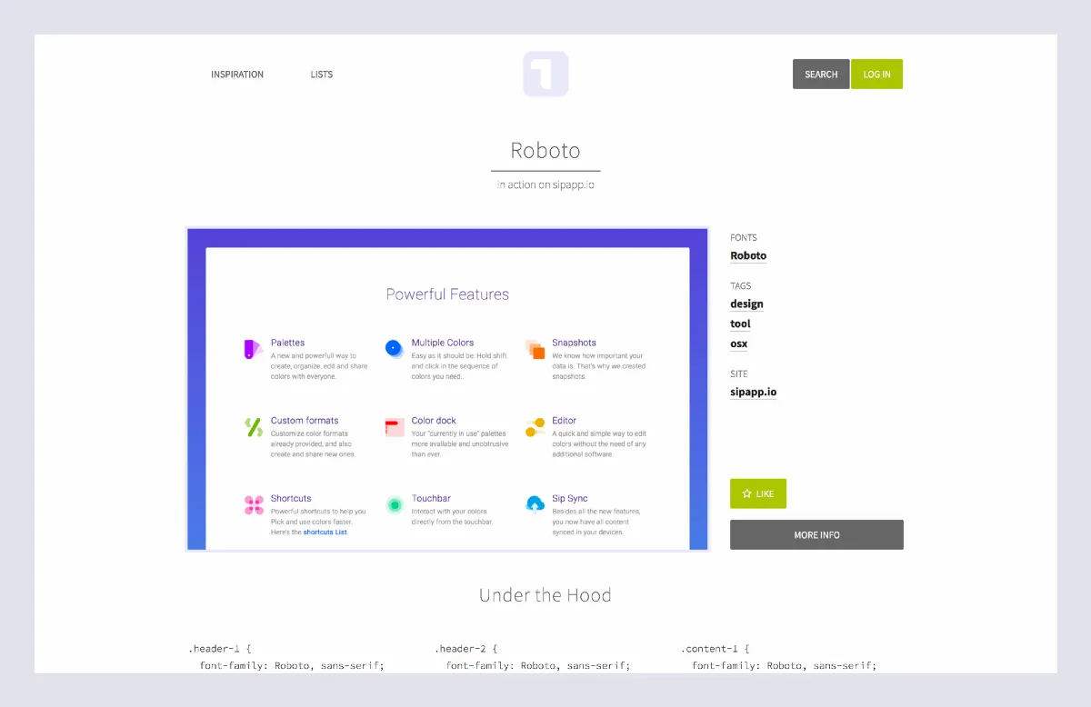 Processo para escolher fontes: screenshot do site Typ.io