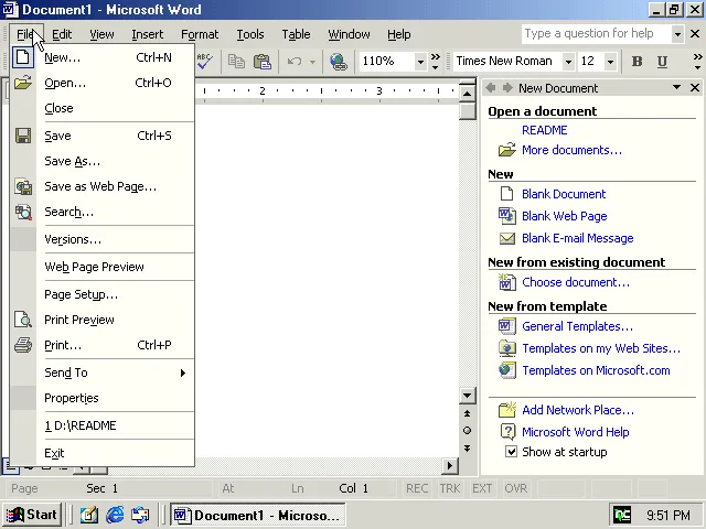 Interface do Windows 2000 com menu e barra de status
